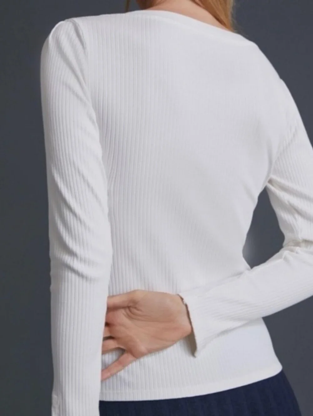 Anthropologie Pilcro Evanna Spliced Long Sleeve White V-Neck Top Small